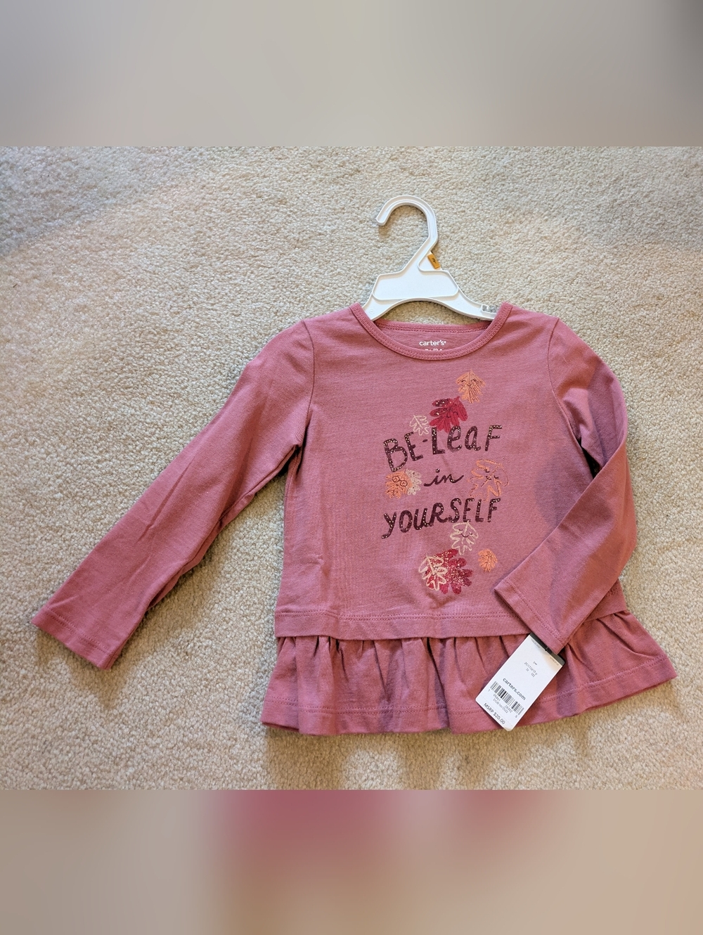 Carter's Girls 3T Be-Leaf In Yourself Top